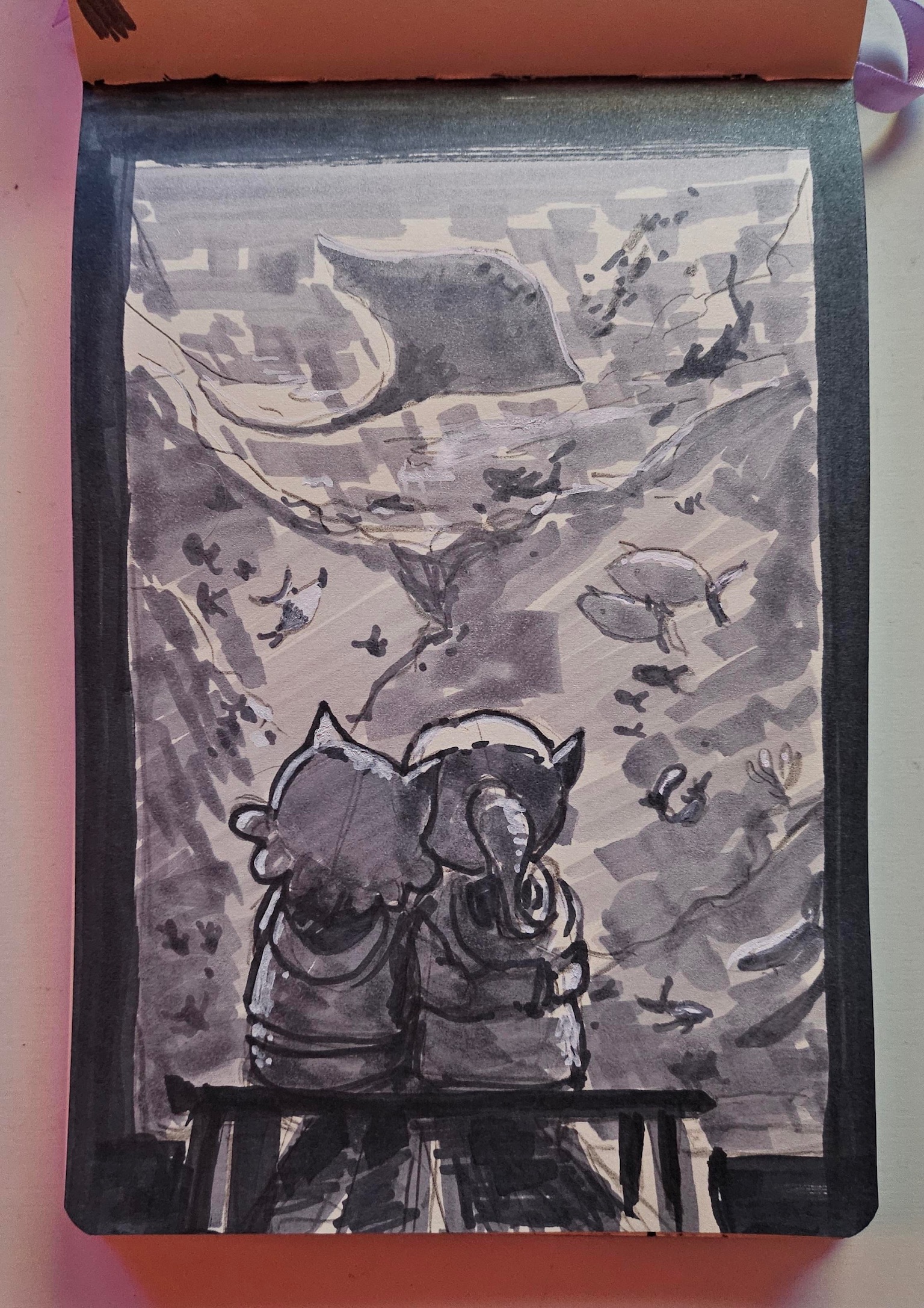 Catgirl and Goblin staring at fishes