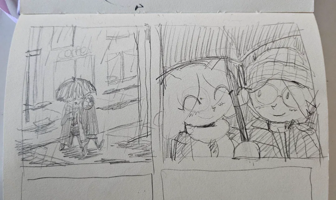 Catgirl trying to share a brella